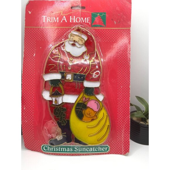 Trim A Home Christmas Suncatcher With Santa & Gift Bag - Picture 1 of 7